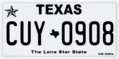 TX license plate CUY0908