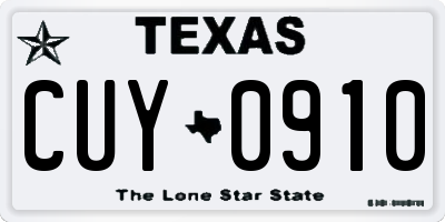 TX license plate CUY0910
