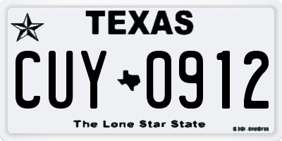 TX license plate CUY0912