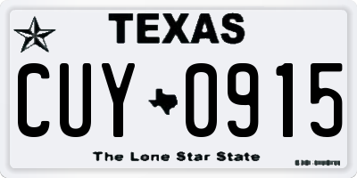TX license plate CUY0915