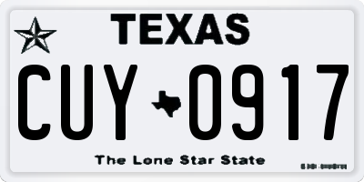 TX license plate CUY0917