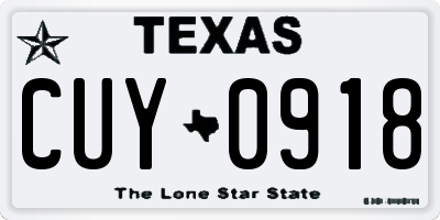 TX license plate CUY0918