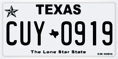 TX license plate CUY0919