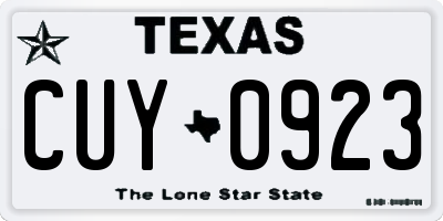 TX license plate CUY0923