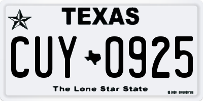 TX license plate CUY0925
