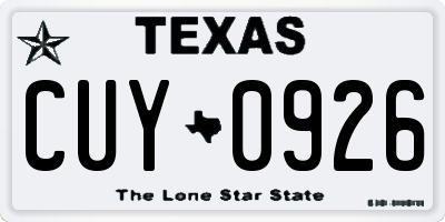 TX license plate CUY0926