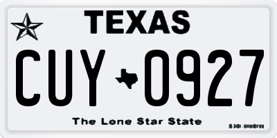 TX license plate CUY0927