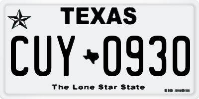 TX license plate CUY0930
