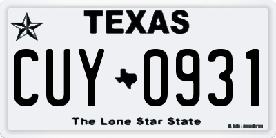 TX license plate CUY0931