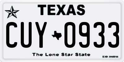 TX license plate CUY0933