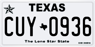 TX license plate CUY0936