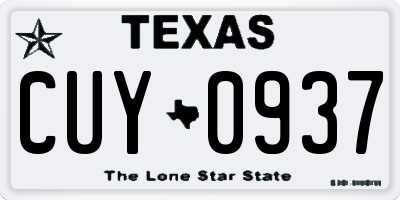 TX license plate CUY0937