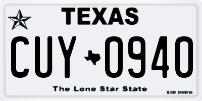 TX license plate CUY0940