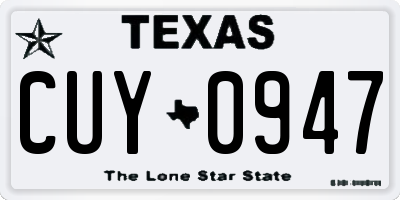 TX license plate CUY0947