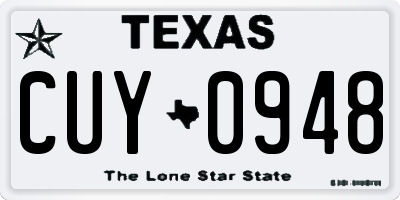 TX license plate CUY0948