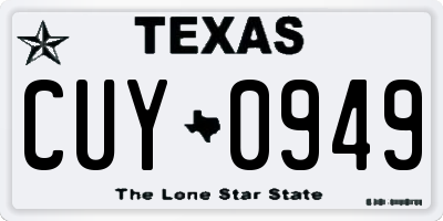 TX license plate CUY0949