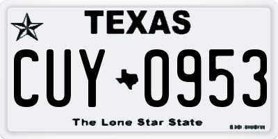 TX license plate CUY0953