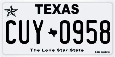 TX license plate CUY0958