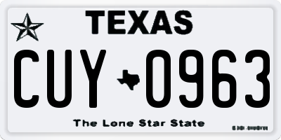 TX license plate CUY0963