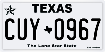 TX license plate CUY0967