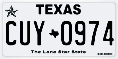 TX license plate CUY0974