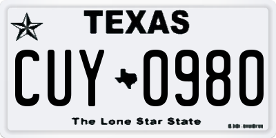 TX license plate CUY0980