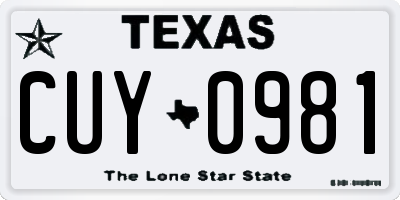 TX license plate CUY0981