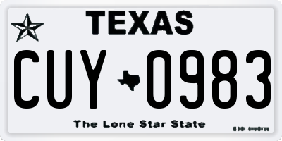 TX license plate CUY0983