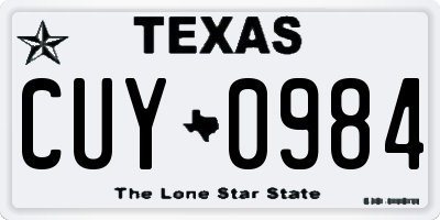 TX license plate CUY0984