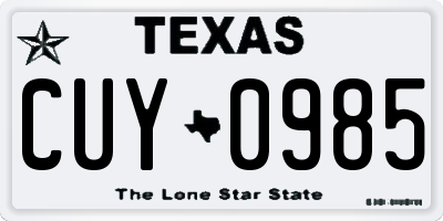 TX license plate CUY0985