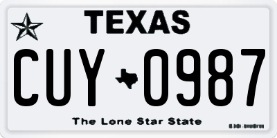 TX license plate CUY0987