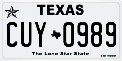 TX license plate CUY0989