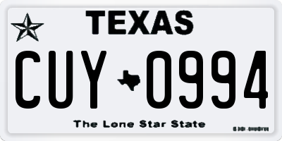 TX license plate CUY0994