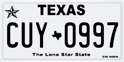 TX license plate CUY0997
