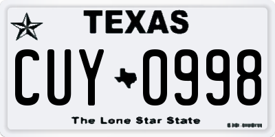 TX license plate CUY0998