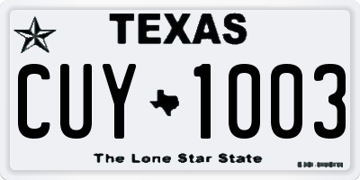 TX license plate CUY1003