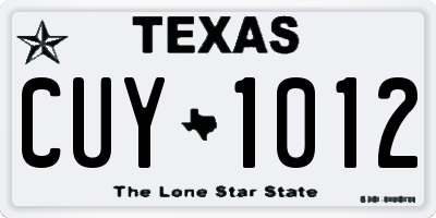 TX license plate CUY1012