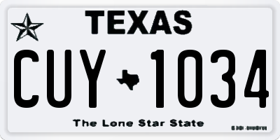 TX license plate CUY1034