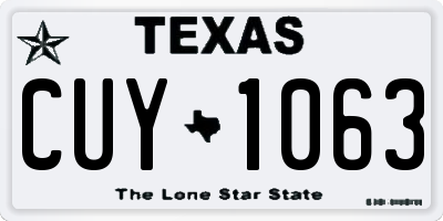 TX license plate CUY1063