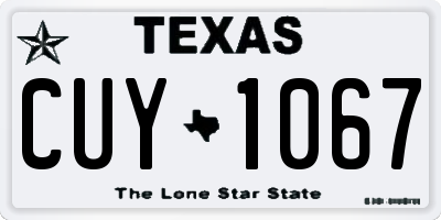 TX license plate CUY1067