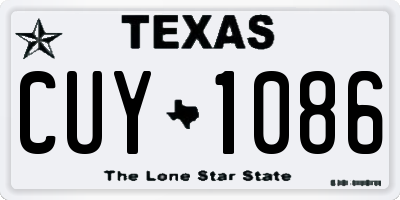 TX license plate CUY1086