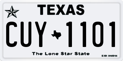 TX license plate CUY1101