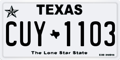 TX license plate CUY1103