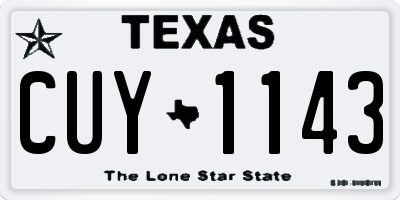 TX license plate CUY1143