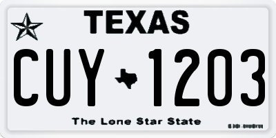 TX license plate CUY1203