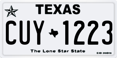 TX license plate CUY1223