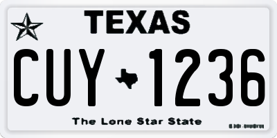 TX license plate CUY1236