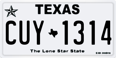 TX license plate CUY1314