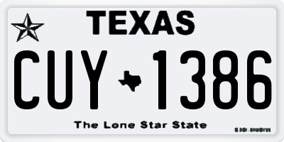 TX license plate CUY1386