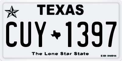 TX license plate CUY1397